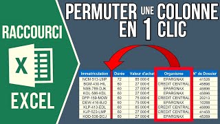 EXCEL  PERMUTER UNE COLONNELIGNE EN 1 CLIC Avec un raccourci [upl. by Esiralc211]