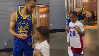 Steph Curry signs excited young fans jersey [upl. by Drummond323]