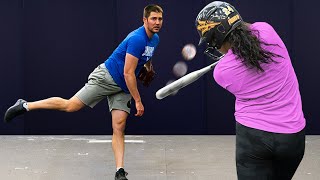 College Softball Girls vs Pro Baseball Pitcher [upl. by Frear]