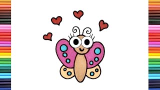 How to draw a butterfly 🌈 Animal drawing for kids 🌈 Cute butterfly drawing for kids [upl. by Kessiah]