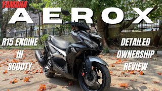 YAMAHA AEROX 155  DETAILED REVIEW  R15 ENGINE IN SCOOTY  MUST WATCH BEFORE BUYING  2024 [upl. by Dahaf457]