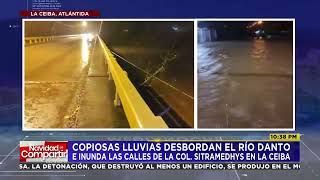 Fuertes lluvias desbordan el río Danto e inunda las calles de La Ceiba TormentaTropicalSARA [upl. by Hctub]