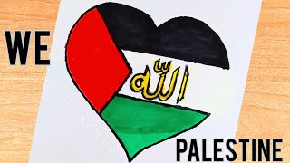 Drawing ThePalestinian Flag  How To Draw TheFlagOf Love Palestine [upl. by Sayer]