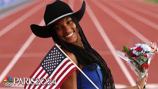 Huge 7meter leap lands Tara DavisWoodhall on the Olympic Team in the long jump  NBC Sports [upl. by Dust]