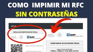 Cómo sacar mi RFC O Cedula de identificacion Fiscal por internet SIN CONTRASEÑAS [upl. by Enileoj]