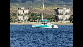 Maui Teralani Dinner cruise past Lahaina Boys having fun and driving the boat [upl. by Ayekahs]