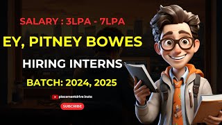 EY PITNEY BOWES Hiring Interns  Jobs For Freshers  Internships For 20242025  IT Jobs [upl. by Nitsug]