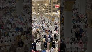 Beautiful view of Maghrib Prayer in Masjid Nabvi saww viralshort travel foryou freefire fyp [upl. by Otrebireh]