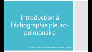 1 Introduction à léchographie pleuropulmonaire [upl. by Malvin]