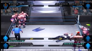 6 man elimination tag team match team triple h vs team shawn michaels [upl. by Acirem]