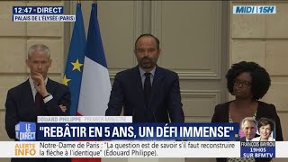 NotreDame  Edouard Philippe annonce un quotconcours international darchitecturequot [upl. by Barvick]