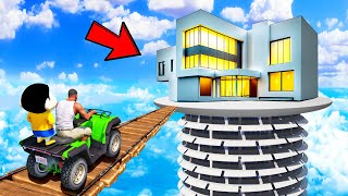 SHINCHAN AND FRANKLIN TRIED THE IMPOSSIBLE MANSION HOUSE PARKOUR CHALLENGE IN SKY GTA 5 [upl. by Partridge]