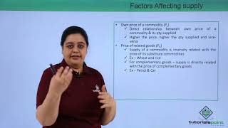 Class 12th – Determinants of Supply  Economics  Tutorials Point [upl. by Adgam]