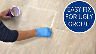 How to Whiten Grout  Using Grout Renew to Paint Grout Lines [upl. by Jackelyn]