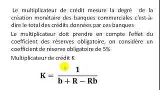 Économie monétaire S3 partie 12 quot le multiplicateur de crédit quot [upl. by Leroj]