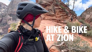 I BIKED TO THE GROTTO amp HIKED TO ANGELS LANDING AT ZION  Utah Adventures  Solo Female Vanlife [upl. by Oicaroh]