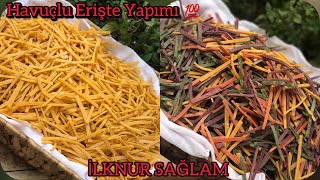 Havuçlu Erişte 🍜 Evde Sebzeli Erişte YapımıBoya❌Katkı Maddesi❌Doğal Ve Lezzetli Sebzeli Erişte👌🏼 [upl. by Etnaud903]