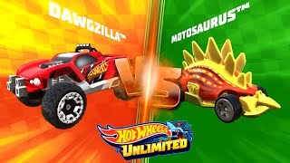 HOT WHEELS UNLIMITED 2  Dawgzilla Vs Motosaurus [upl. by Willa]