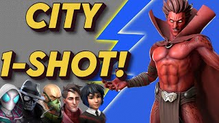 Spider Society ARE INSANE DD7 City FULL CLEAR 1SHOTS MARVEL Strike Force [upl. by Seni]