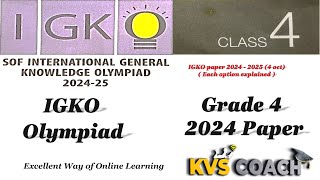 Class 4  IGKO  20242025 Paper  International Olympiads  olympiads grade4 2024paper [upl. by Rekoob112]