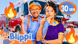 Blippi and Meekah Learn About Fire Trucks  Blippi  Celebrating Diversity [upl. by Ellatsirhc346]