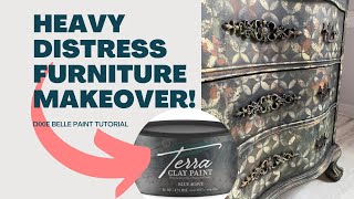 How To Stencil A Old World Distressed Look On Furniture  A Terra Clay Paint Tutorial [upl. by Campbell]