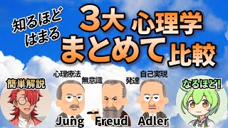 【まとめ：３大心理学】アドラー、フロイト、ユング心理学の「共通理念」や「解釈の違い」などをまとめて比較（簡単解説） [upl. by Ernesta265]