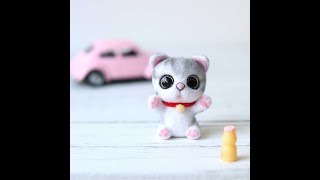 A0313 Cute cat wool needle felting [upl. by Sheline]