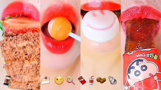 asmr 🍰스초생 케이크 왁스젤리 츄파츕스 아이스크림 크런치볼 먹방 Strawberry Cake WaxJelly Chupachup Choco IceCream Crunch Ball [upl. by Nnylylloh]