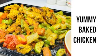 Baked Chicken Recipe  Oven Baked Chicken with Vegetables [upl. by Elleval]