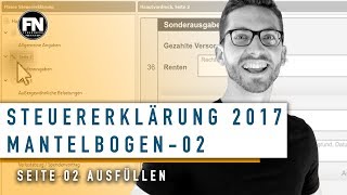 Mantelbogen 2017 ausfüllen  Elster Tutorial Mantelbogen Seite 2 ausfüllen  Steuererklärung 2017 [upl. by Sawtelle]