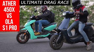 Ather 450x vs Ola S1 Pro Drag Race in Each Mode  Who Won [upl. by Greg]