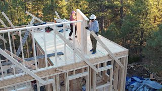 Building Our Loft With A Winch  24x24 Off Grid Cabin Build [upl. by Nylacaj]