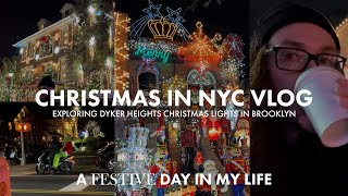 A realistic living in NYC vlog  Dyker Heights Christmas Lights Exploring Alone Day in my Life [upl. by Ahseei]