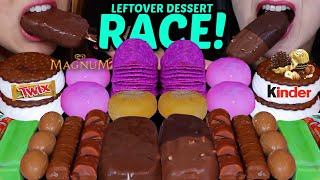 ASMR SHOCKIN LEFTOVER DESSERT RACE TWIX CANDY BAR MAGNUM ICE CREAM FERRERO ROCHER EGGS KINDER 먹방 [upl. by Angelique]