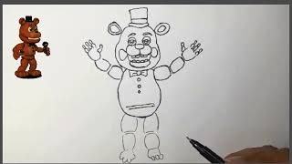 How to Draw Freddy Fazbear StepbyStep [upl. by Narruc]