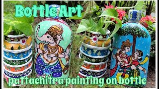 bottle artpattachitra bottle paintingganesha and krishna art on bottlespcreativeroads5909 [upl. by Kilmarx]