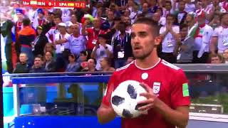 World Cup 2018 Milad Mohammadi Somersault Throw In Against Spain [upl. by Einnor]