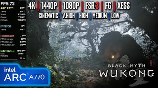 Intel ARC A770  Black Myth Wukong  4K 1440p 1080p  Cinematic VHigh High Med Low [upl. by Alohs]