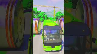 Rainbow Colour buses vs Bollrad Crash BeamNGdrive shorts shortsfeed youtubeshorts [upl. by Enelyar]