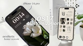 iOS 17 AESTHETIC CUSTOMIZATION 🌱☁️  custom iphone theme widgets icons tutorial [upl. by Arley]