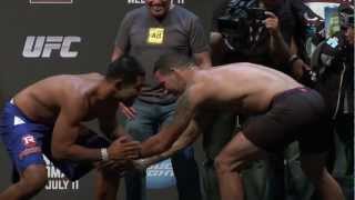 UFC Munoz vs Weidman Staredown [upl. by Annodam435]