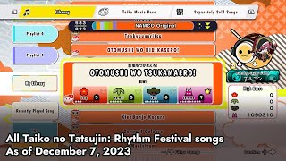 【Taiko no Tatsujin Rhythm Festival】All songs as of December 7 2023 [upl. by Zedecrem]