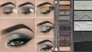 silver grey eyes makeup tutorial for brown eyes Grey smokey eyes makeup tutorial [upl. by Atnaloj652]