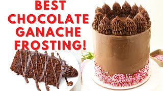 HOW TO MAKE CHOCOLATE GANACHE FROSTING  3 INGREDIENTS  Dark Chocolate Raspberry Cake [upl. by Ashlin]