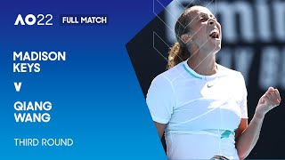 Madison Keys v Qiang Wang Full Match  Australian Open 2022 Third Round [upl. by Miko]