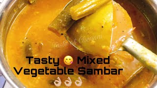 Sambar Recipe in Tamil  South Indian Sambar Recipe Chennai Style  Mixed Vegetable Sambar Recipe [upl. by Trebo382]