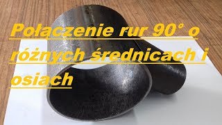 Połączenie rur 90° o różnych średnicach i osiach Template to Miter Pipe [upl. by Weinberg]