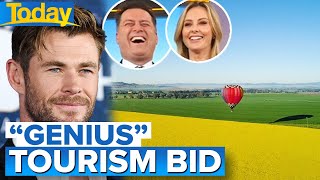 Small Aussie town’s creative bid to get Chris Hemsworth to visit  Today Show Australia [upl. by Elorac129]