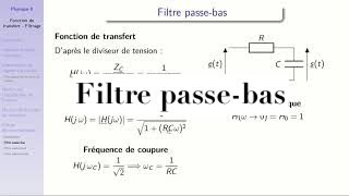 Electrocinétique  fonction de transfert  filtrage 5  étude complète dun filtre passebas [upl. by Allevon]